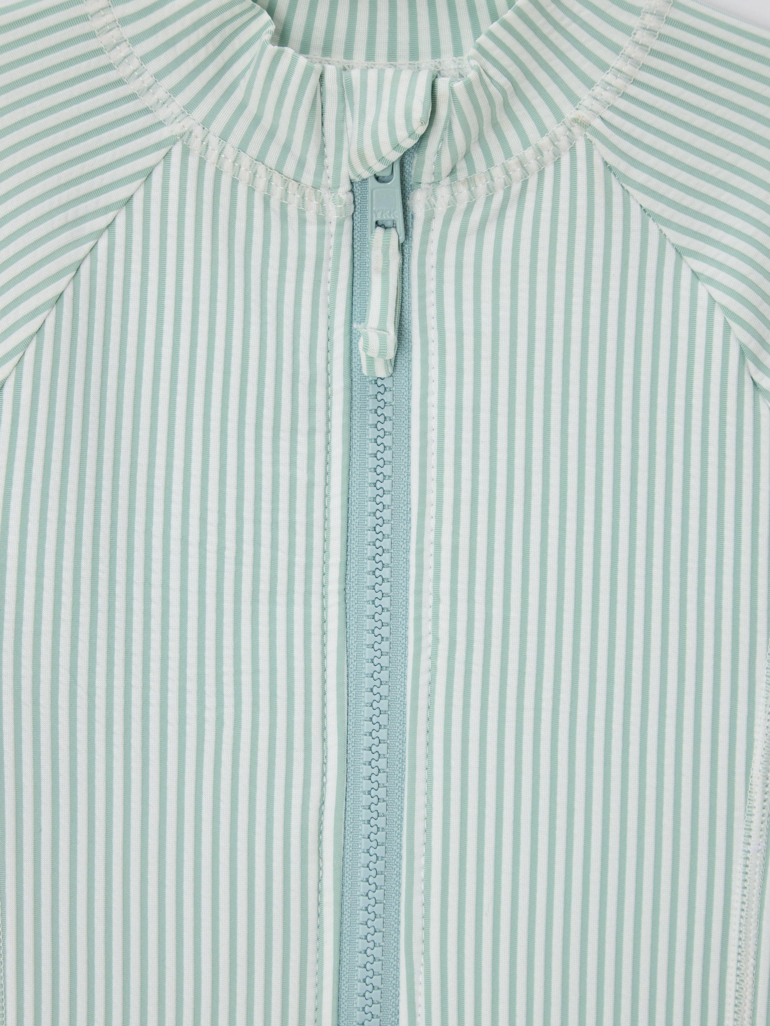 Product image 5 of 6, which shows John Lewis Kids' Seersucker Sunpro Swimsuit, Green, 2 years