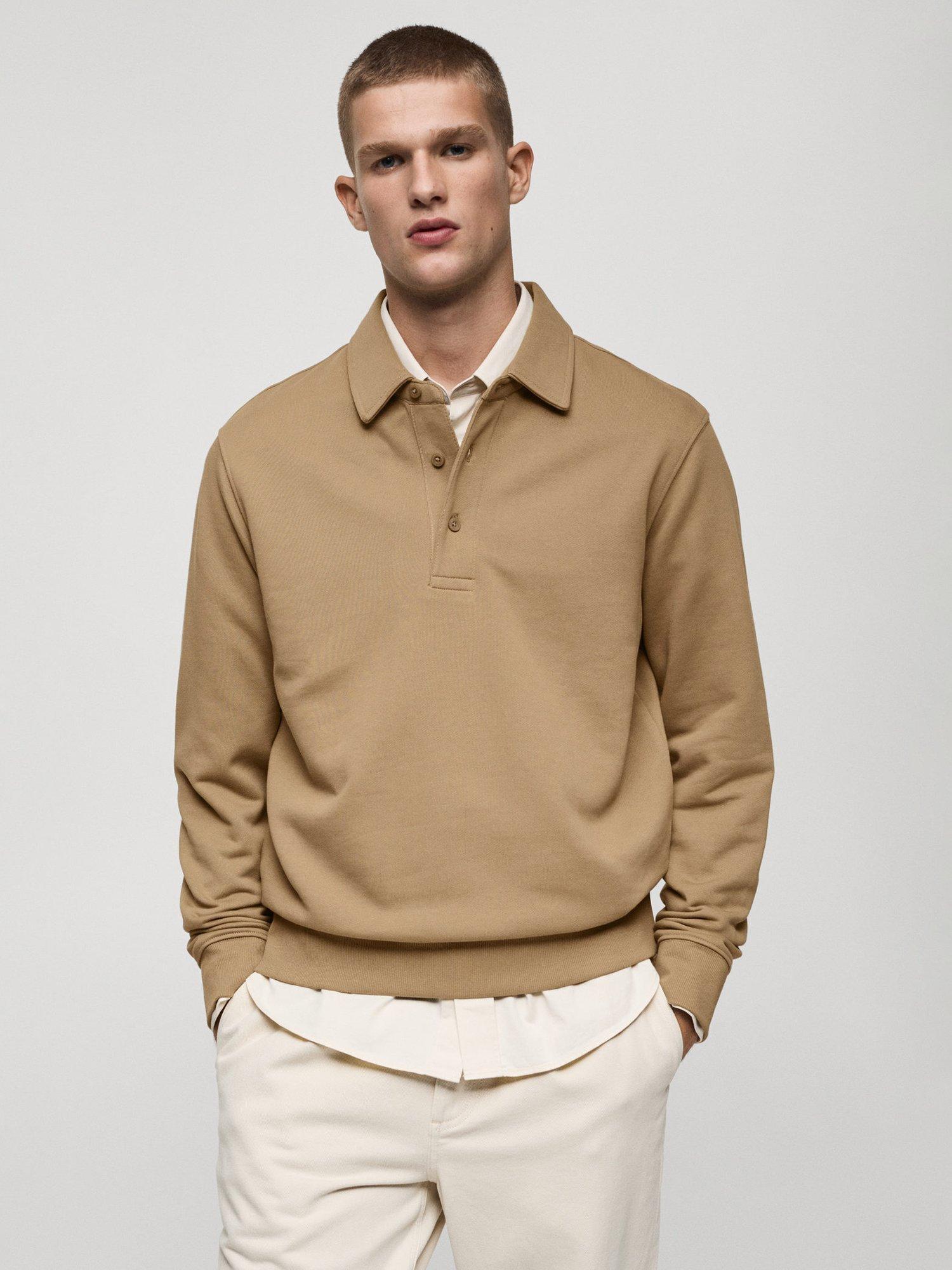 Mango Beach Polo Neck Sweatshirt, Lt Pastel Brown