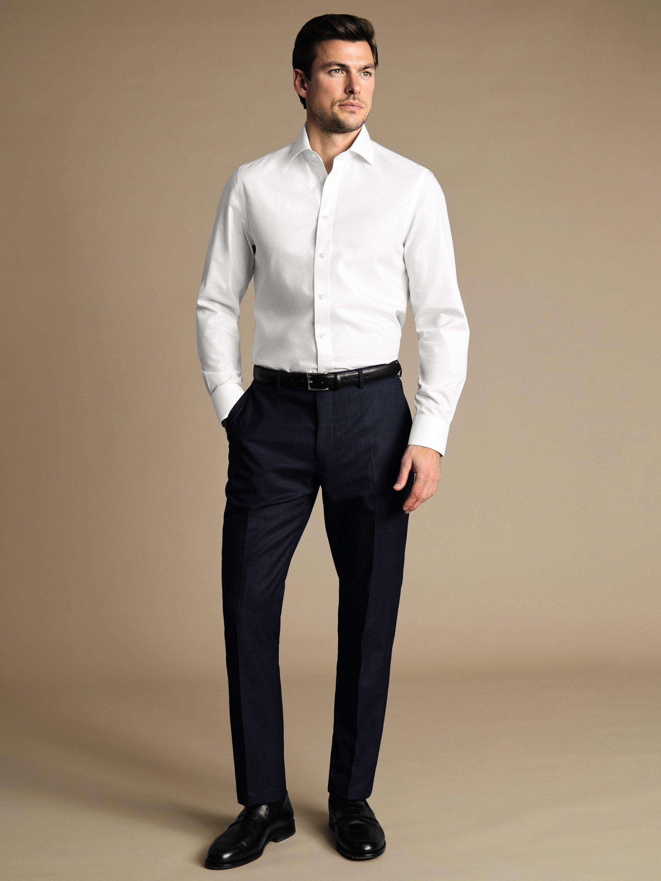 Charles Tyrwhitt Ultimate Wool Performance End-on-End Suit Trousers, Navy