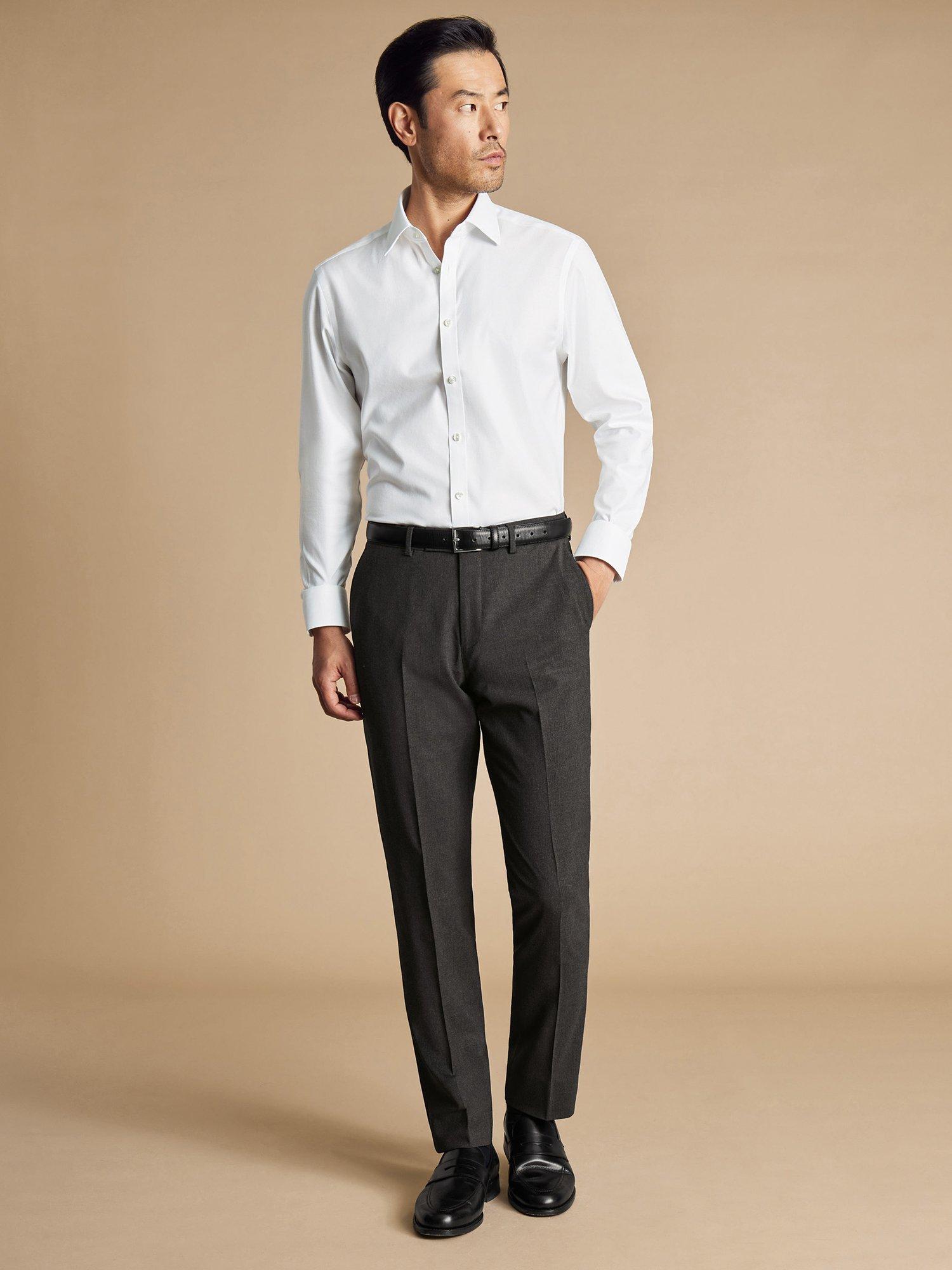 Product image 1 of 4, which shows Charles Tyrwhitt Ultimate Wool Performance Suit Trousers, Charcoal Grey, 36S