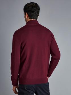 Charles Tyrwhitt Merino Wool Half Zip Jumper - view 2, Burgundy