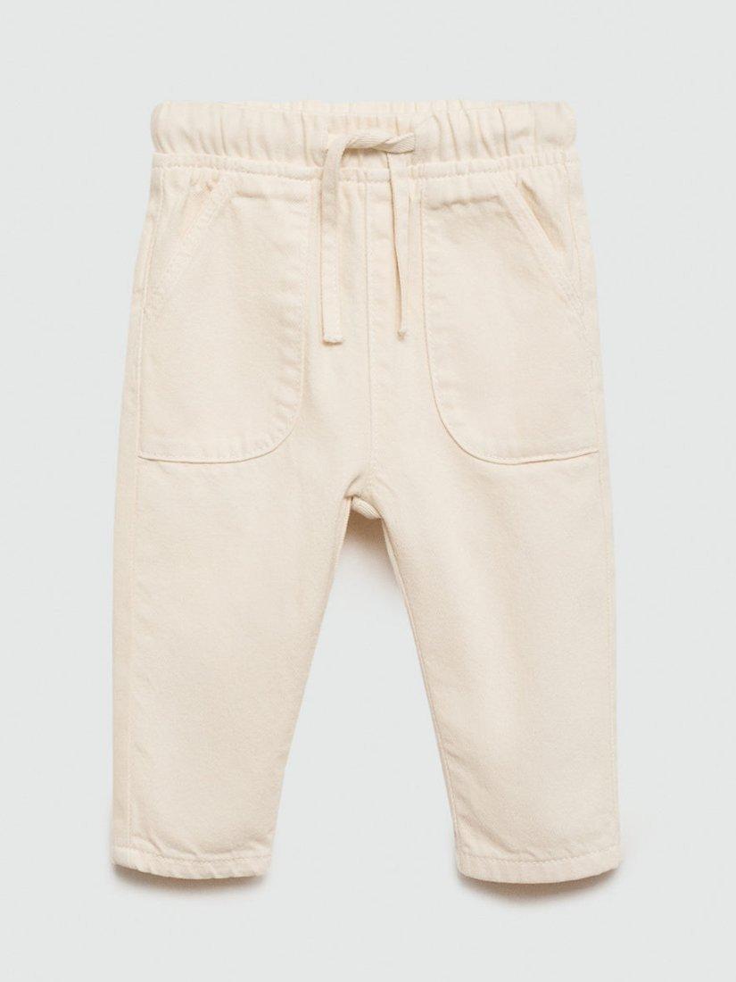Mango Baby Faro Cotton Trousers, Light Beige