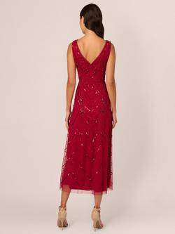 Papell Studio Beaded Mesh Dress, Cranberry - view 2, Cranberry