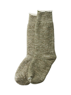 ROTOTO Wool Blend Double Faced Crew Socks, Army Green, Army Green
