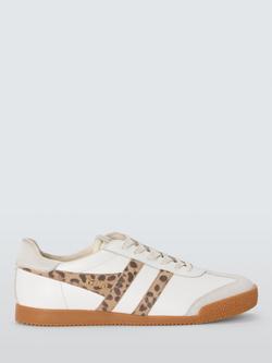Gola Elan Leopard Print Leather Trainers, White/Multi, White/Multi