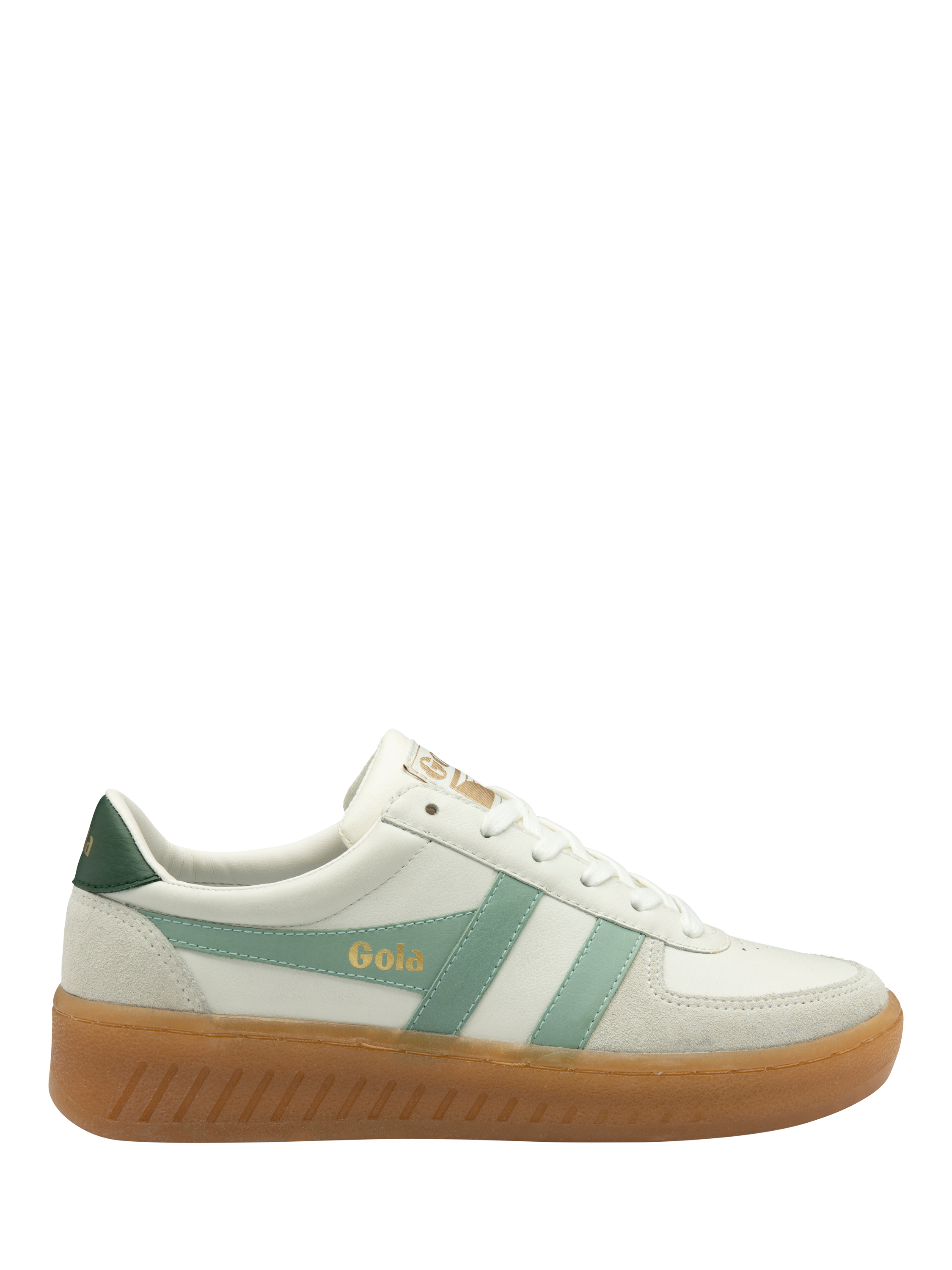 Product image 1 of 5, which shows Gola Grandslam Elite Leather Trainers, White/Surf, 4