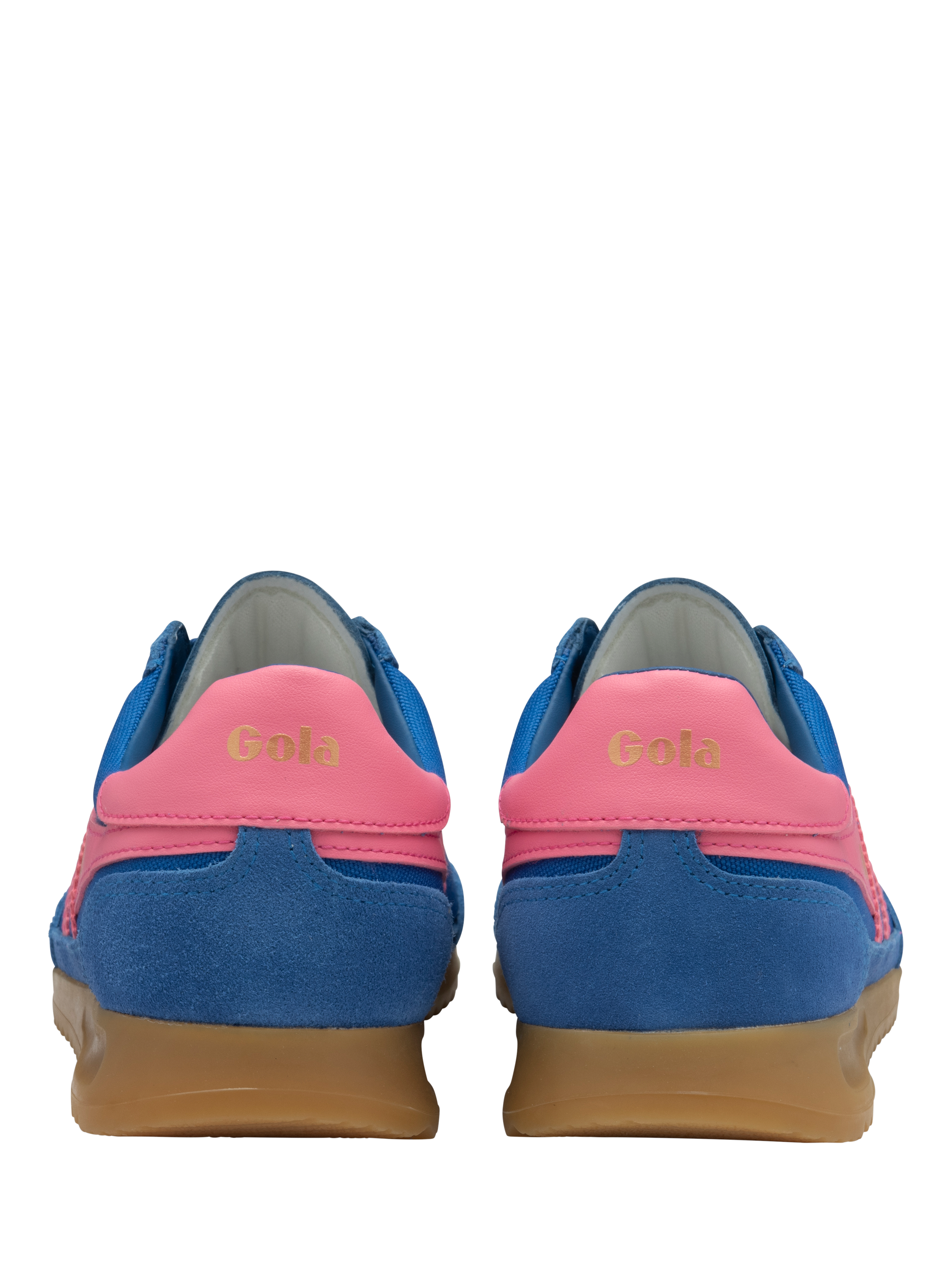 Product image 4 of 5, which shows Gola Tornado Suede Blend Trainers, Blue/Pink, 4