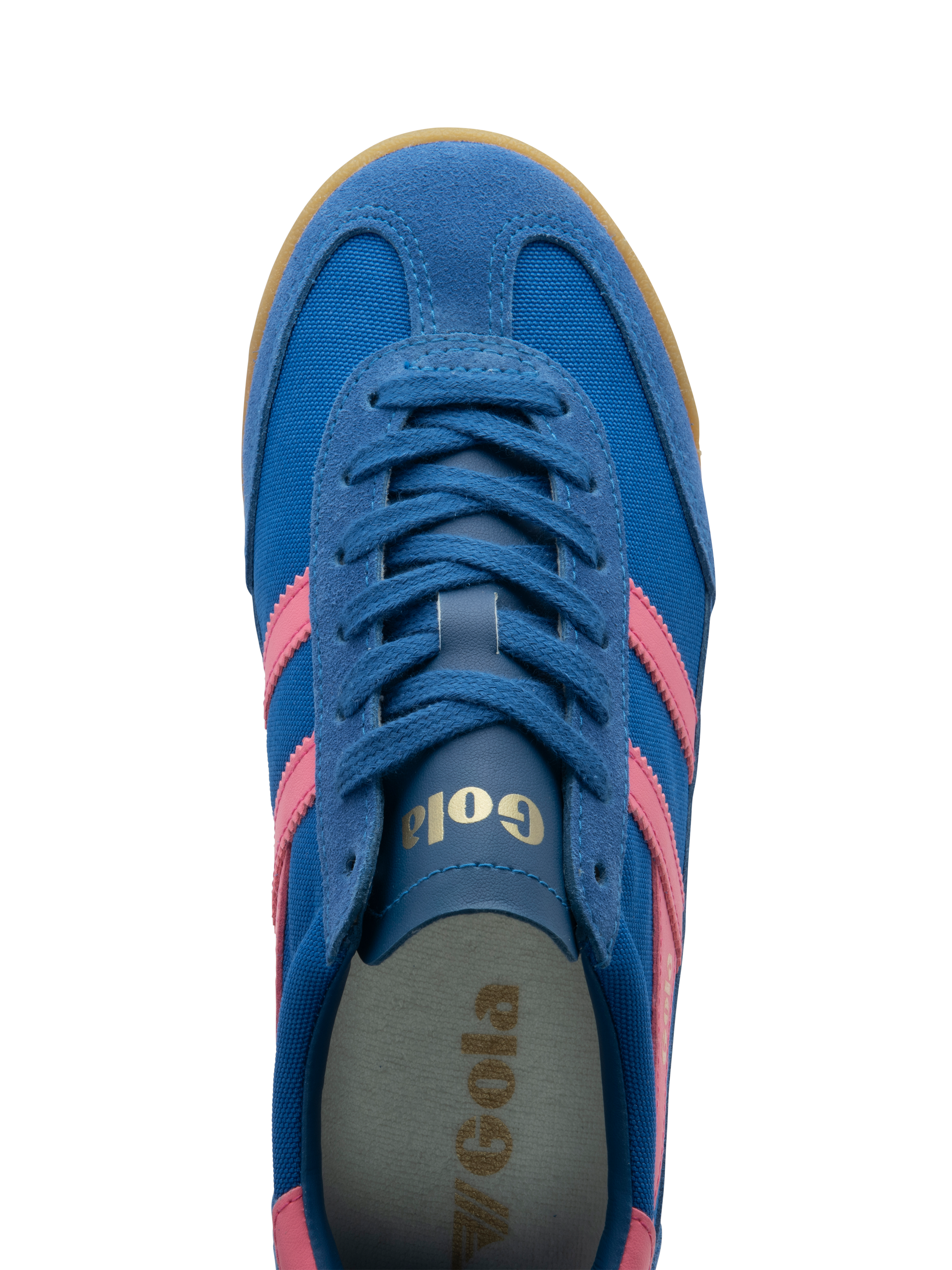 Product image 5 of 5, which shows Gola Tornado Suede Blend Trainers, Blue/Pink, 4