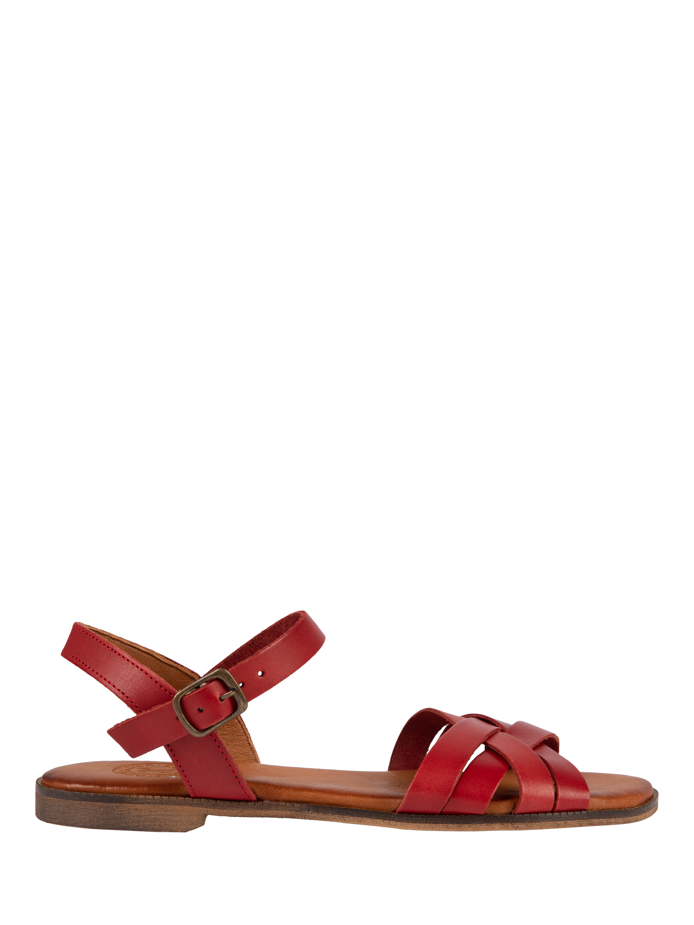 Product image 1 of 5, which shows Penelope Chilvers Shepherdess Vegetable-Dyed Leather Strappy Sandals, Red, 4