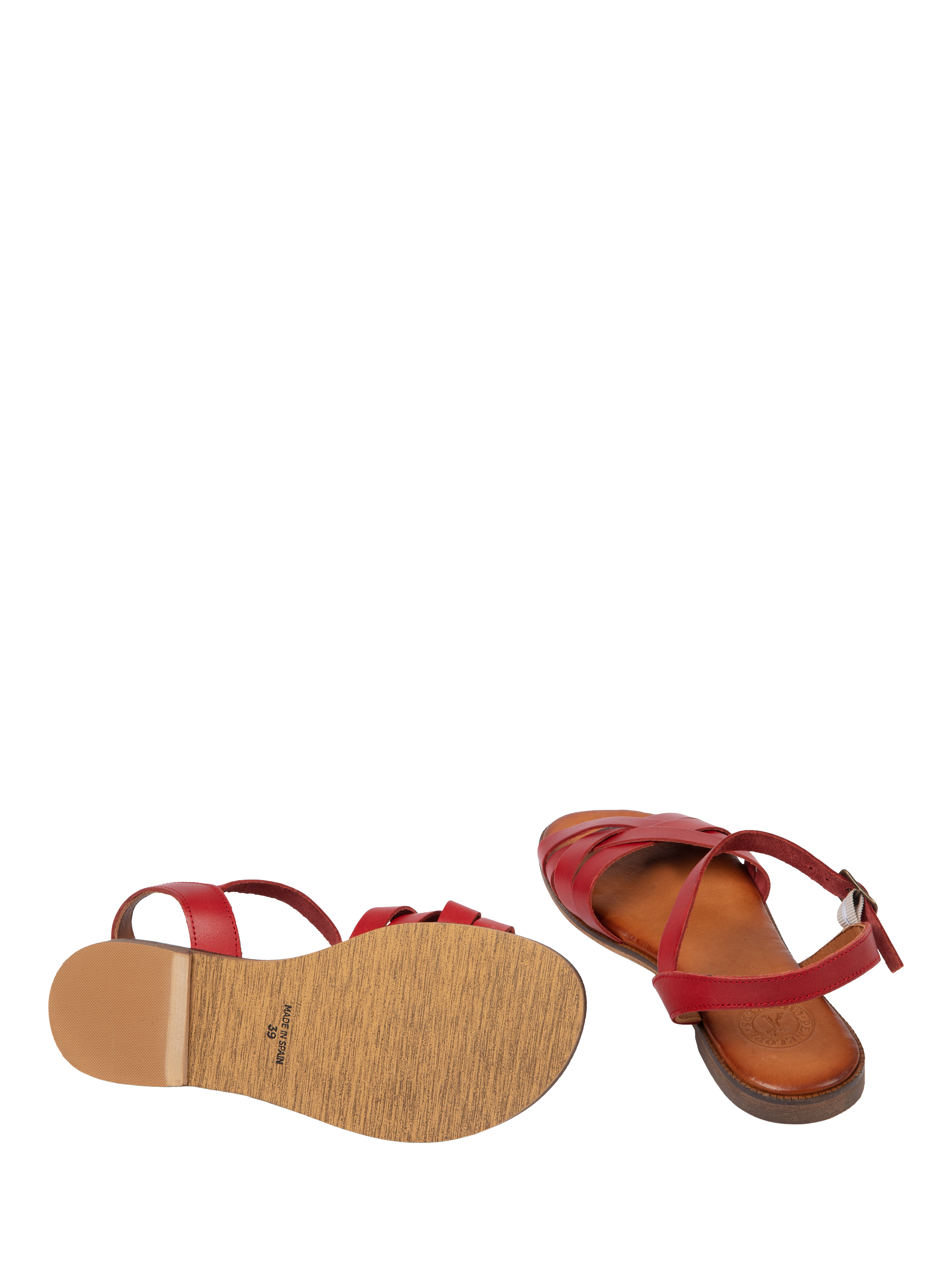 Product image 4 of 5, which shows Penelope Chilvers Shepherdess Vegetable-Dyed Leather Strappy Sandals, Red, 4