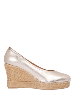 Penelope Chilvers Scoop Metallic Leather Wedge Espadrilles, Champagne, Champagne