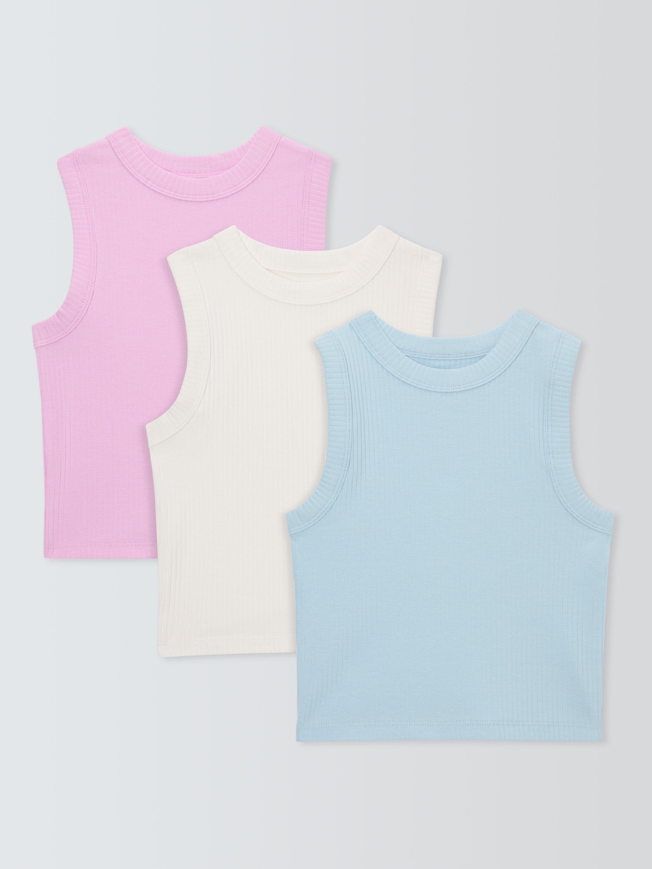 John Lewis Kids' Ribbed Vest Tops, Pack of 3, Multi