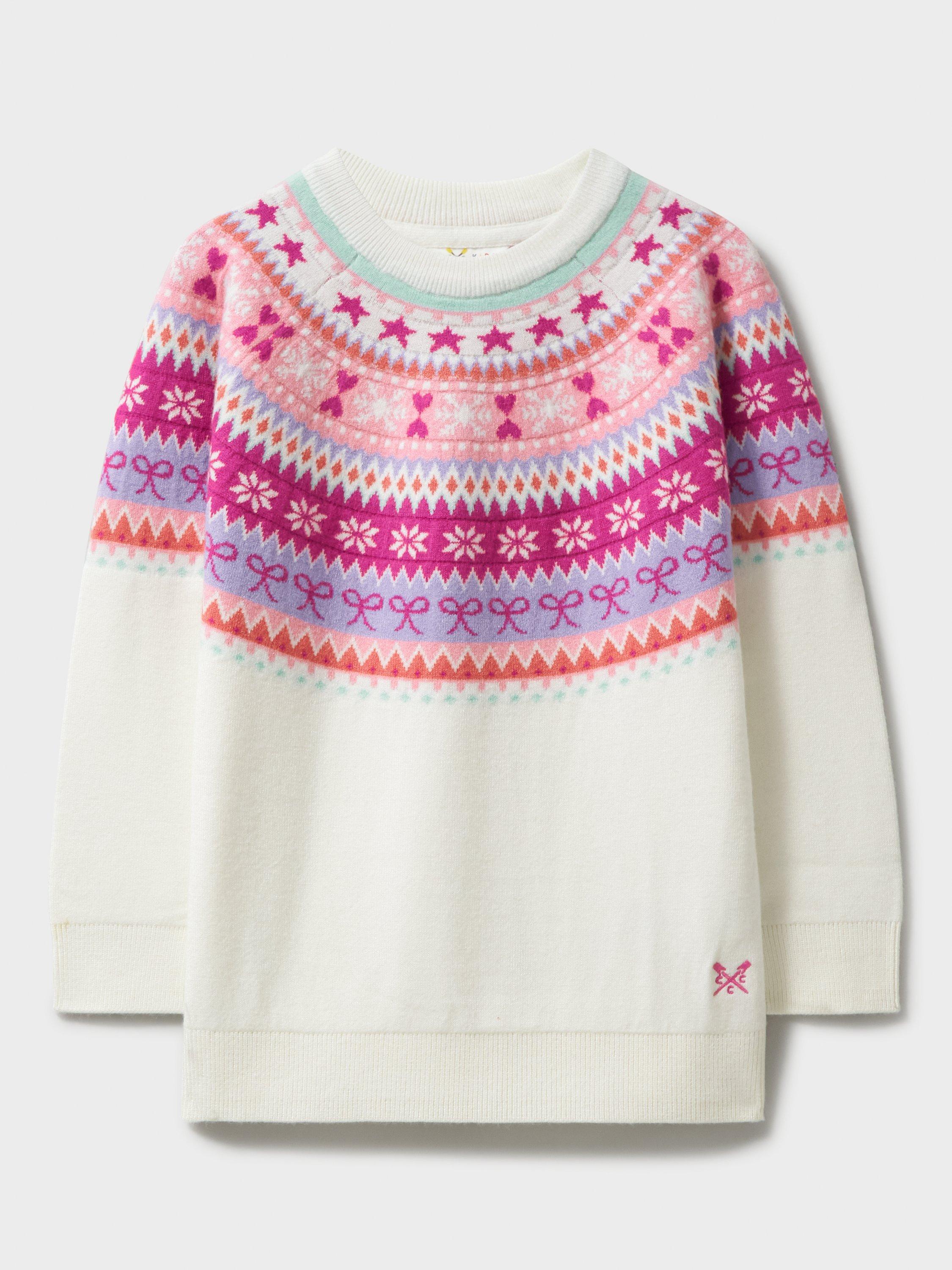 Crew Clothing Kids' Fair Isle Jumper, Ivory/Multi