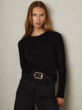 Reiss Annie Wool Cashmere Blend Crew Neck Jumper, Black