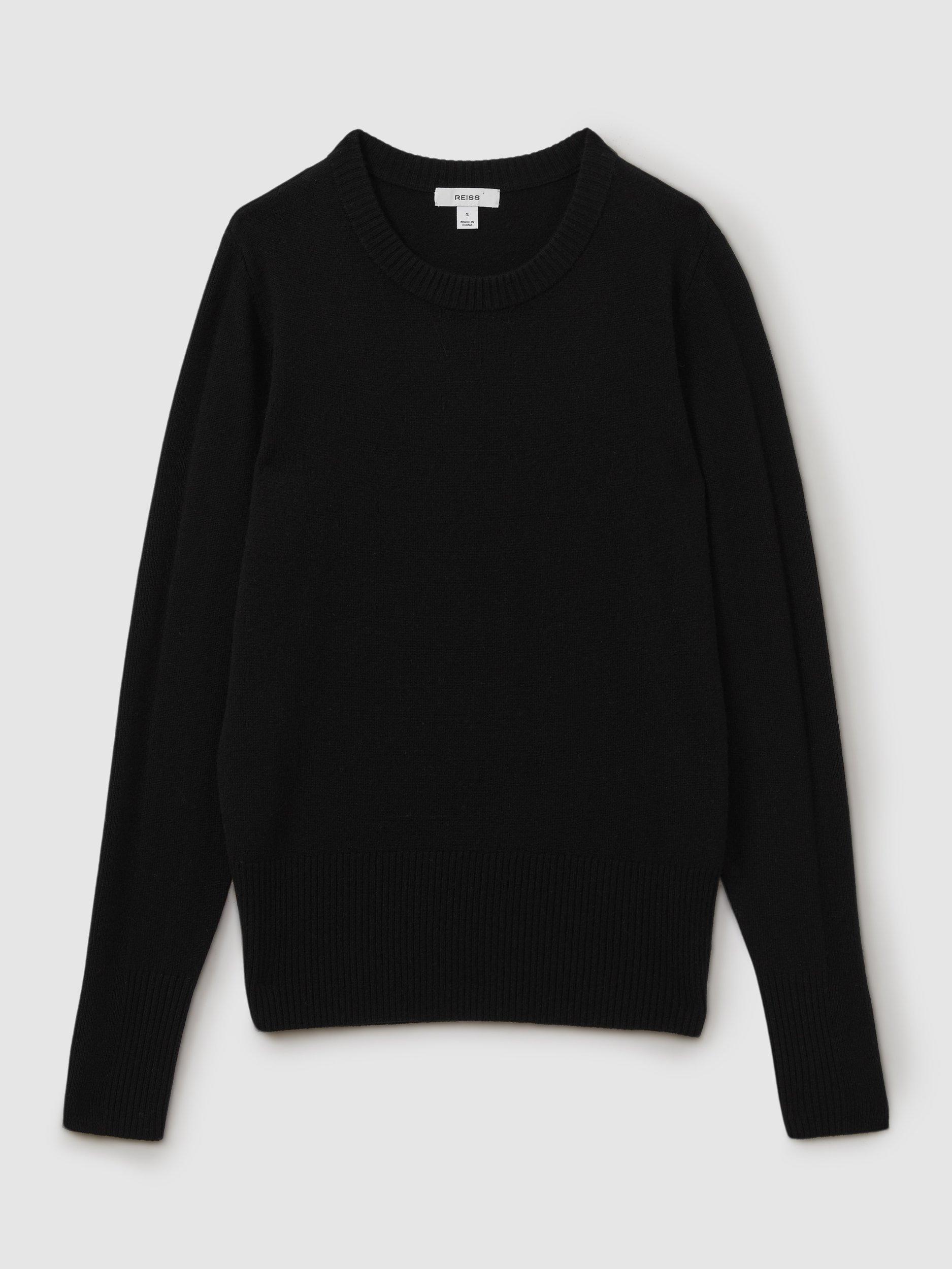 Product image 5 of 5, which shows Reiss Annie Wool Cashmere Blend Crew Neck Jumper, Black, L