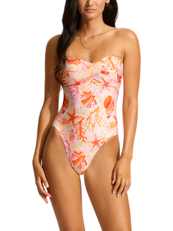 Seafolly La Mer Twist Band Swimsuit, White, White