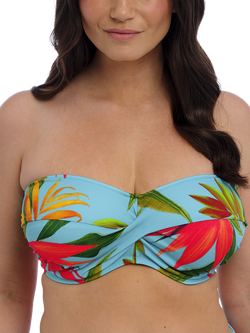 Fantasie Pichola Underwired Bandeau Bikini Top, Aqua/Multi, Aqua/Multi