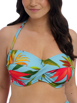 Fantasie Pichola Underwired Bandeau Bikini Top, Aqua/Multi - view 2, Aqua/Multi