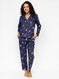 Cyberjammies Alpes Ski Print Long Sleeve Pyjamas, Navy