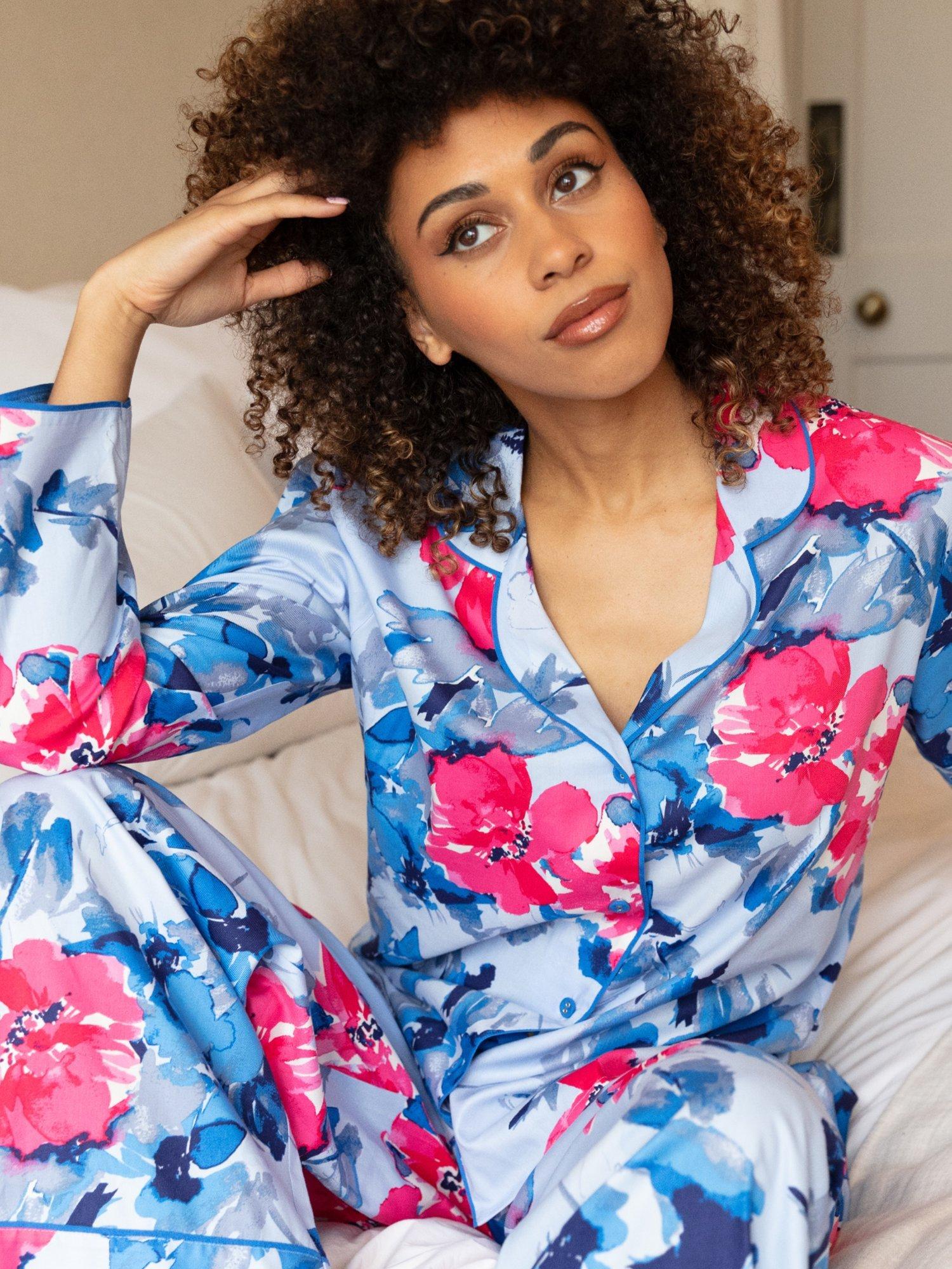 Cyberjammies Lyla Floral Long Pyjama Set, Blue/Pink