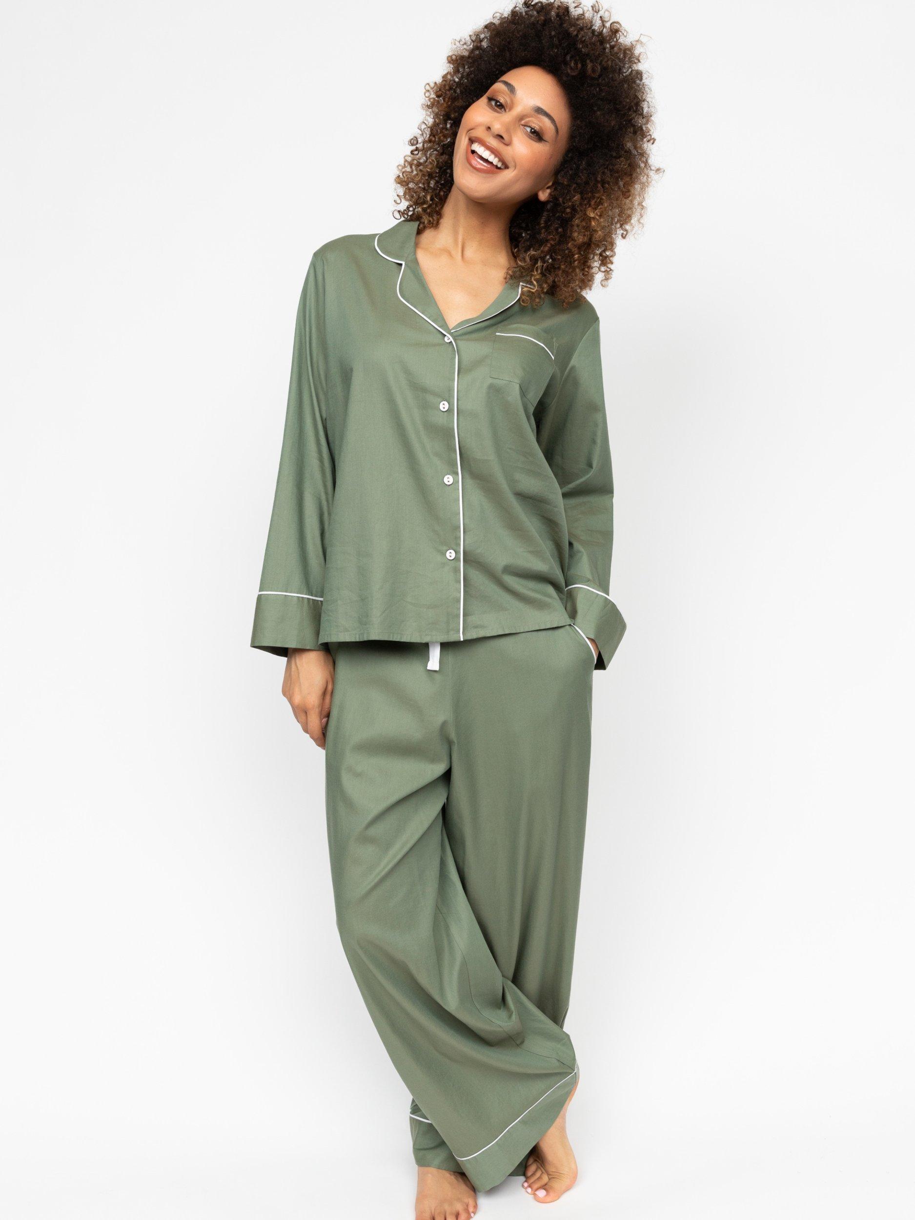 Product image 1 of 4, which shows Cyberjammies Hotel Shirt Pyjama Set, Sage, 8