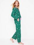 Boden Dogs Brushed Cotton Pyjama Bottoms, Green/Pink