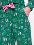 Boden Dogs Brushed Cotton Pyjama Bottoms, Green/Pink