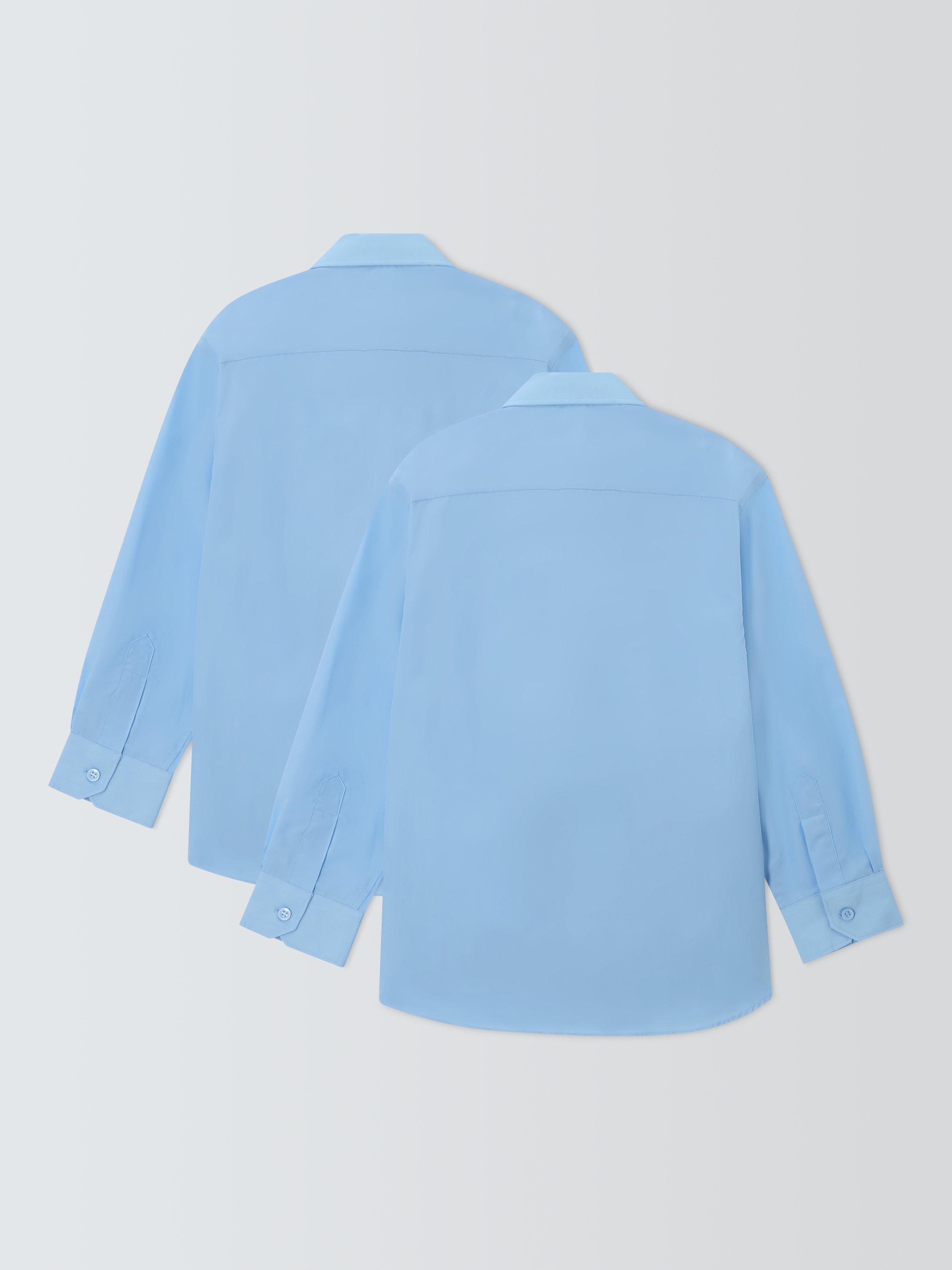 Product image 2 of 7, which shows John Lewis Boys' Long Sleeve School Shirt, Pack of 2, Blue, 18 years