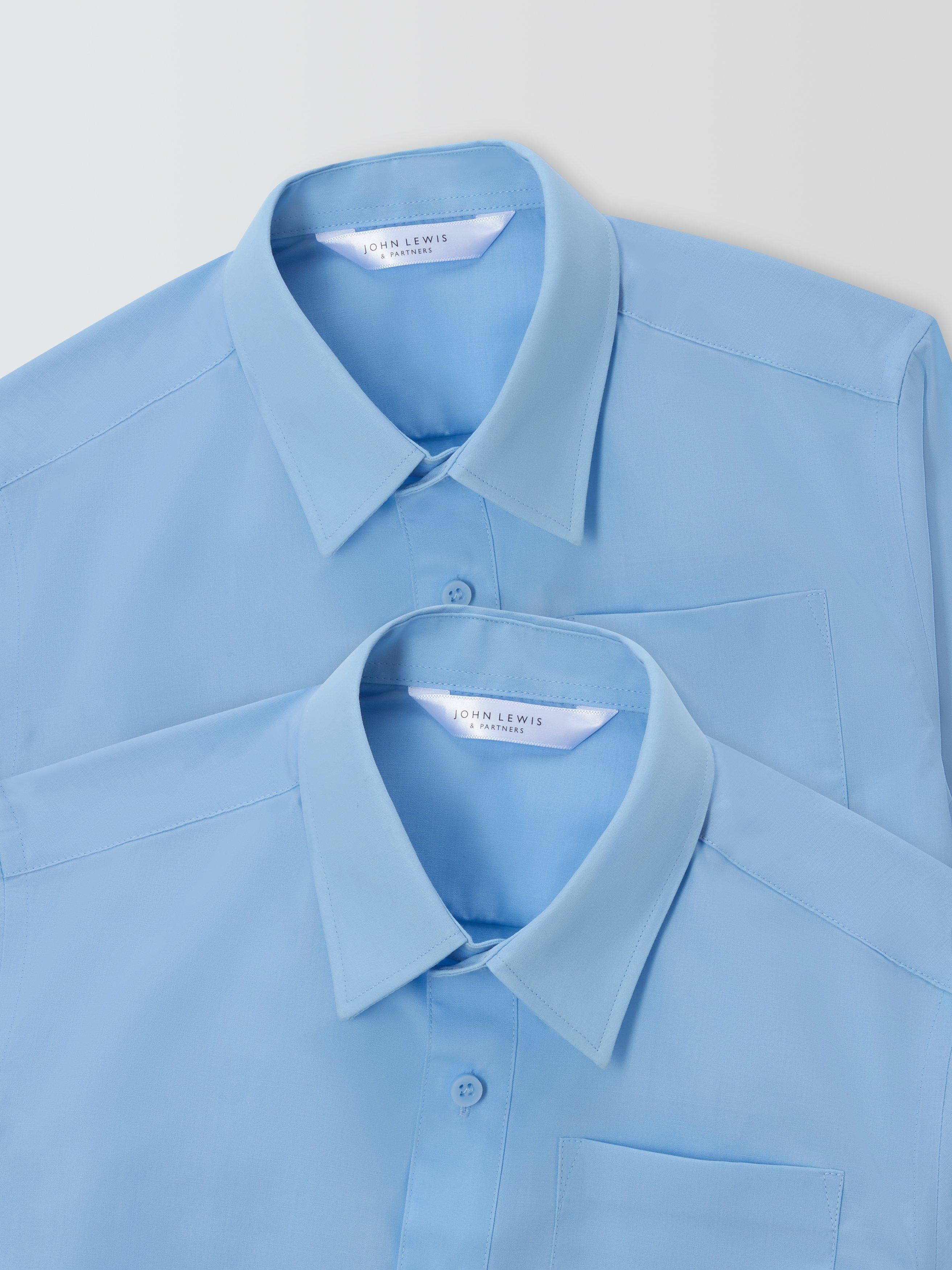 Product image 3 of 7, which shows John Lewis Boys' Long Sleeve School Shirt, Pack of 2, Blue, 18 years