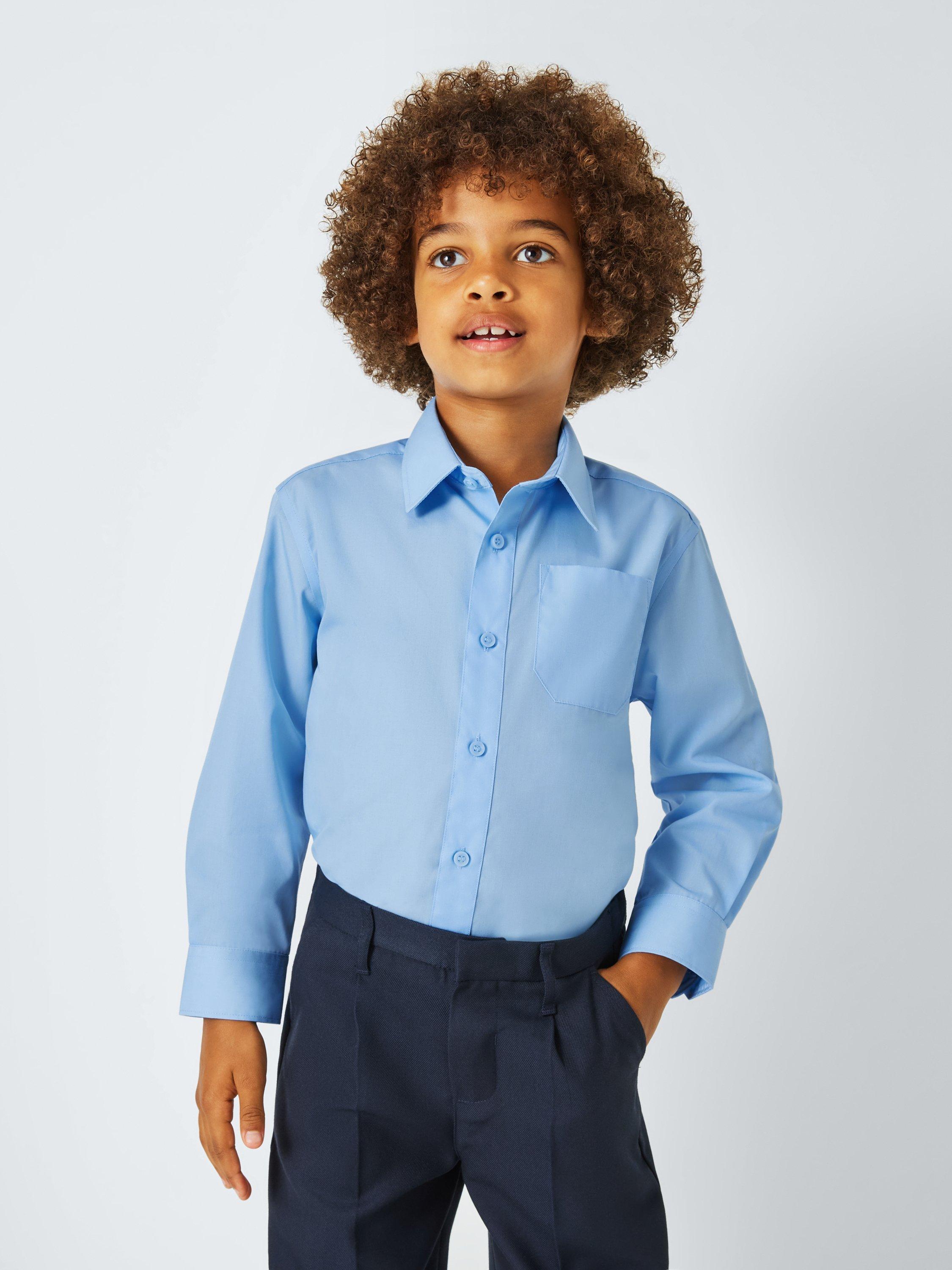 Product image 4 of 7, which shows John Lewis Boys' Long Sleeve School Shirt, Pack of 2, Blue, 18 years