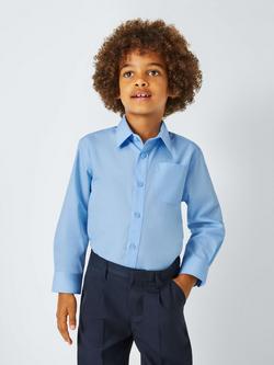 John Lewis Boys' Long Sleeve Non-Iron School Shirt, Pack of 2 - view 2, Blue