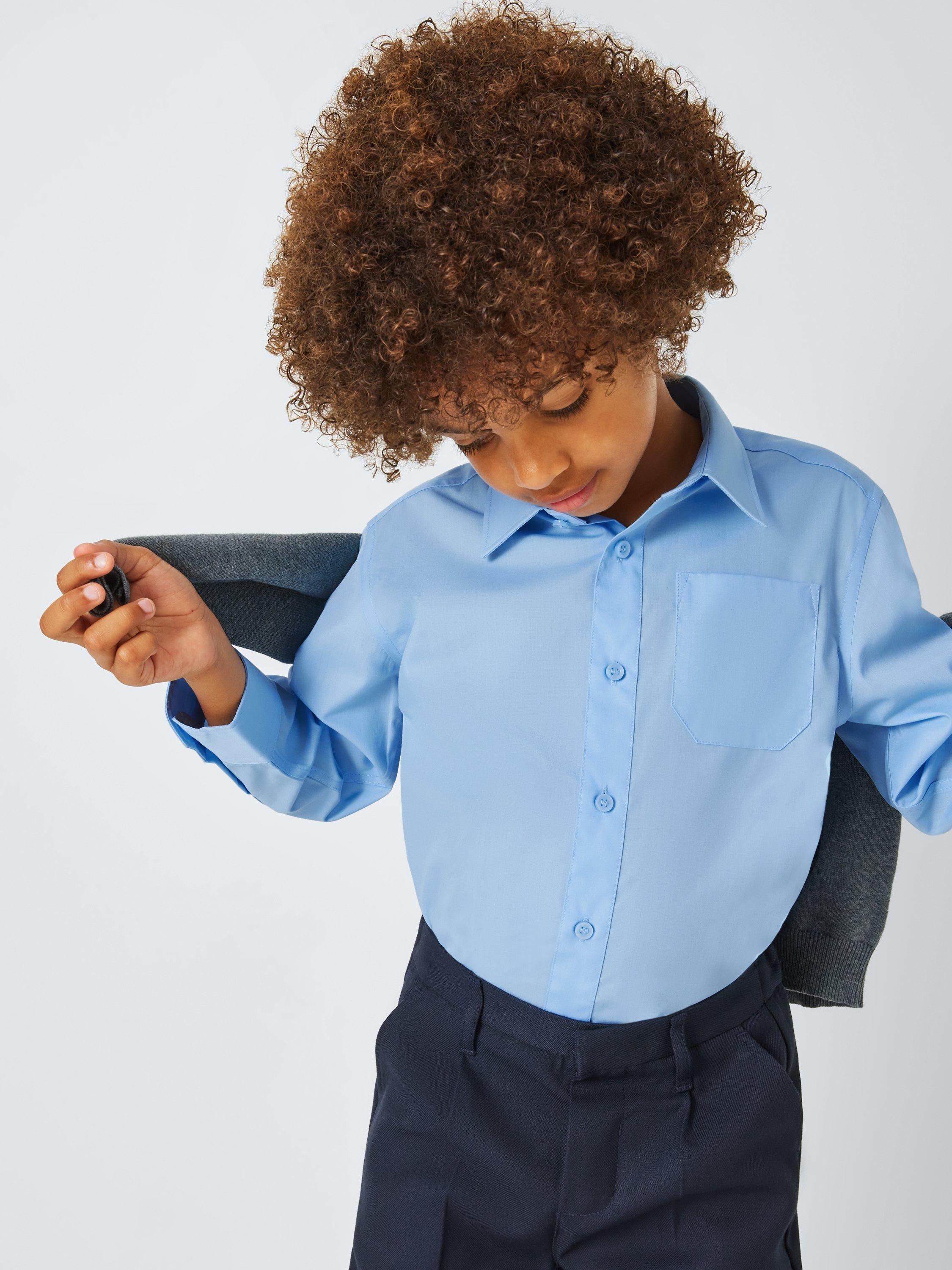 Product image 6 of 7, which shows John Lewis Boys' Long Sleeve School Shirt, Pack of 2, Blue, 18 years