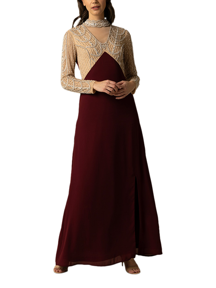 Raishma Miley Embroidered Dress, Burgundy