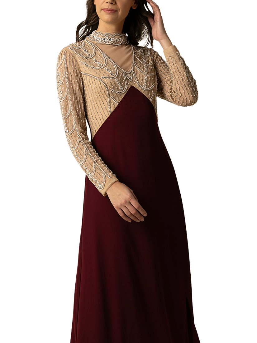 Product image 2 of 3, which shows Raishma Miley Emrboidered Dress, Burgundy, 6