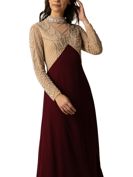 Raishma Miley Embroidered Dress - view 2, Burgundy