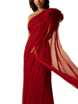 Raishma Blossom Asymmetric Dress, Red - view 2, Red