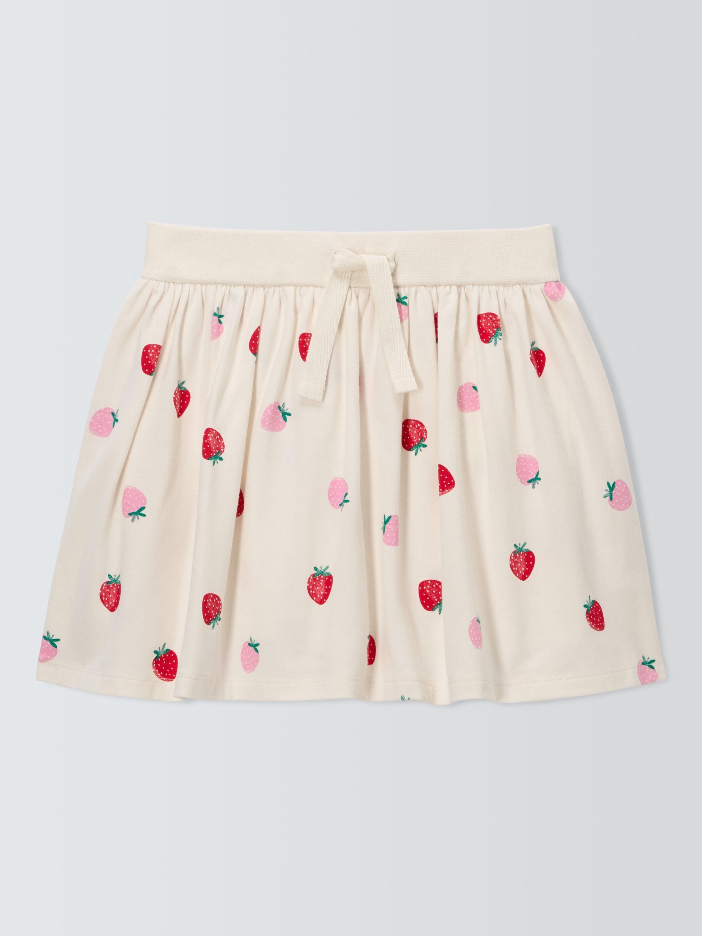 Product image 3 of 7, which shows John Lewis Kids' Strawberry Jersey Skorts, White Mix, 2 years
