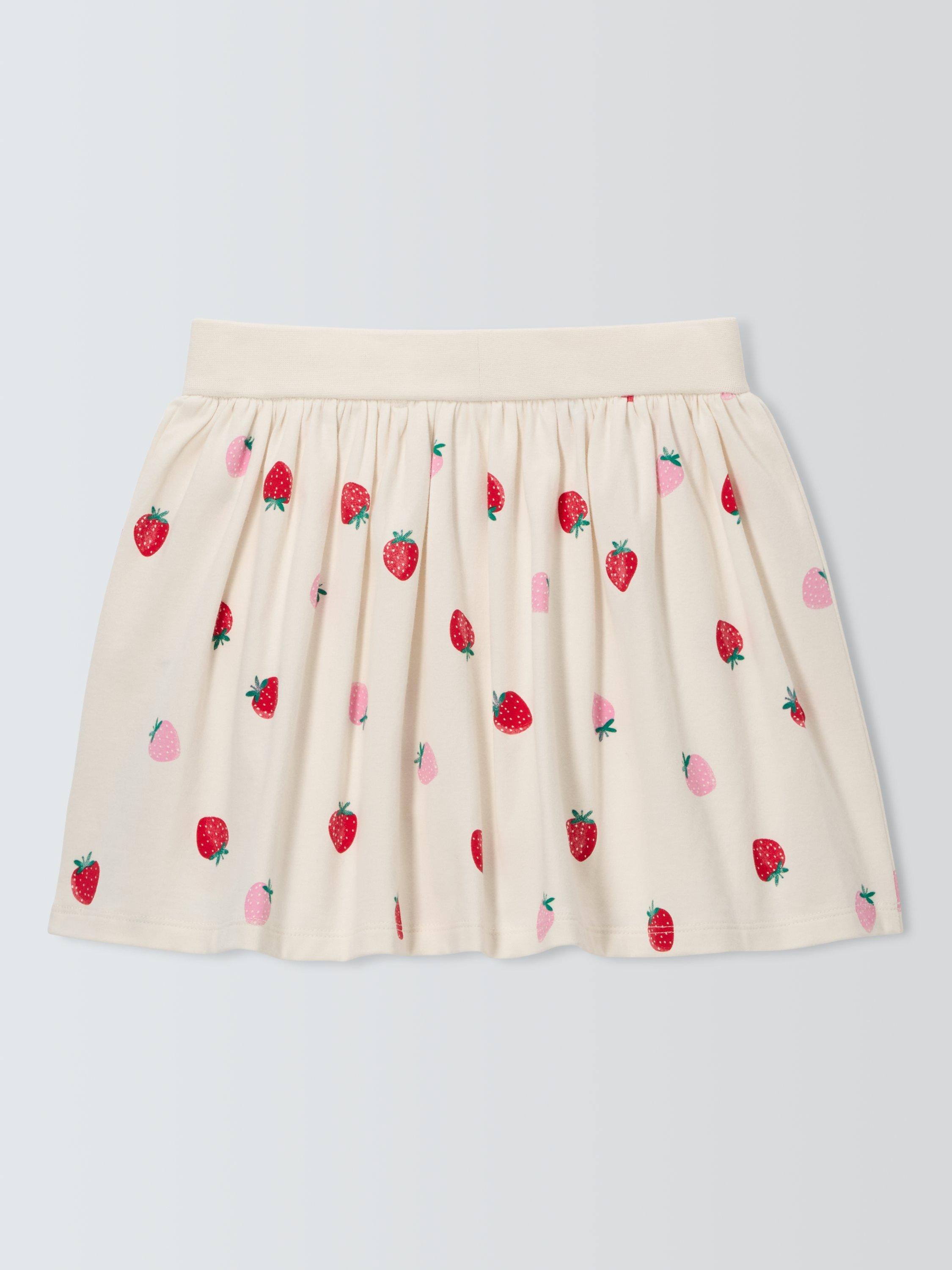 Product image 7 of 7, which shows John Lewis Kids' Strawberry Jersey Skorts, White Mix, 2 years