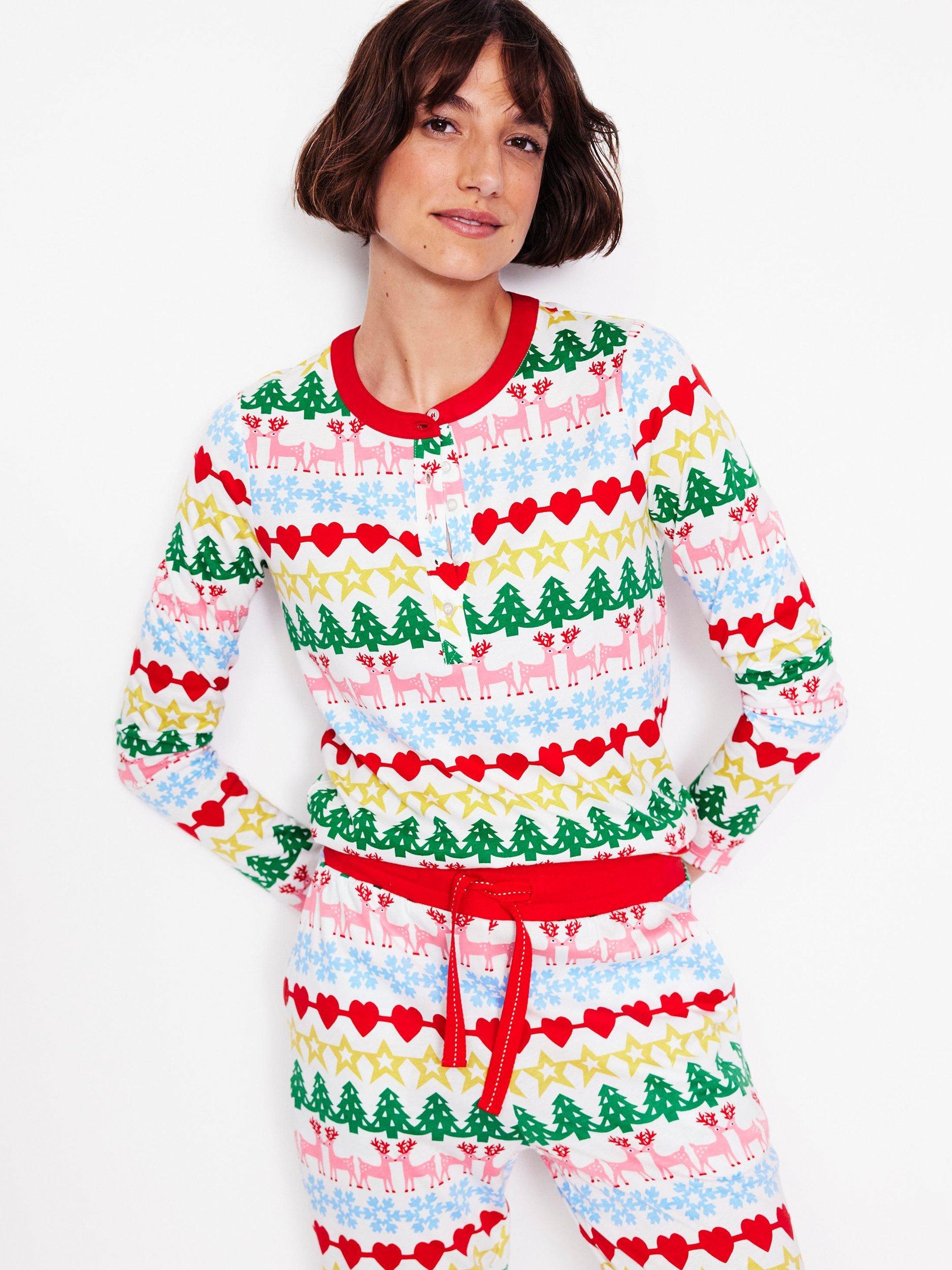 Boden Winter Stripe Jersey Pyjama Top, Multi