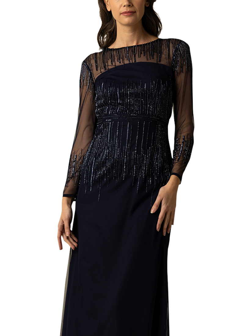 Product image 2 of 3, which shows Raishma Laurel Beaded Fringe Dress, Navy, 8