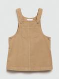 Mango Kids' Petra Corduroy Pinafore Dress, Beige