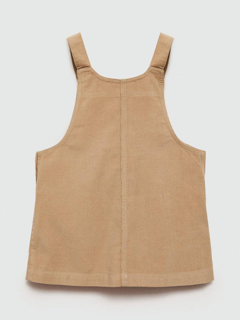 Mango Kids Petra Corduroy Pinafore Dress Beige