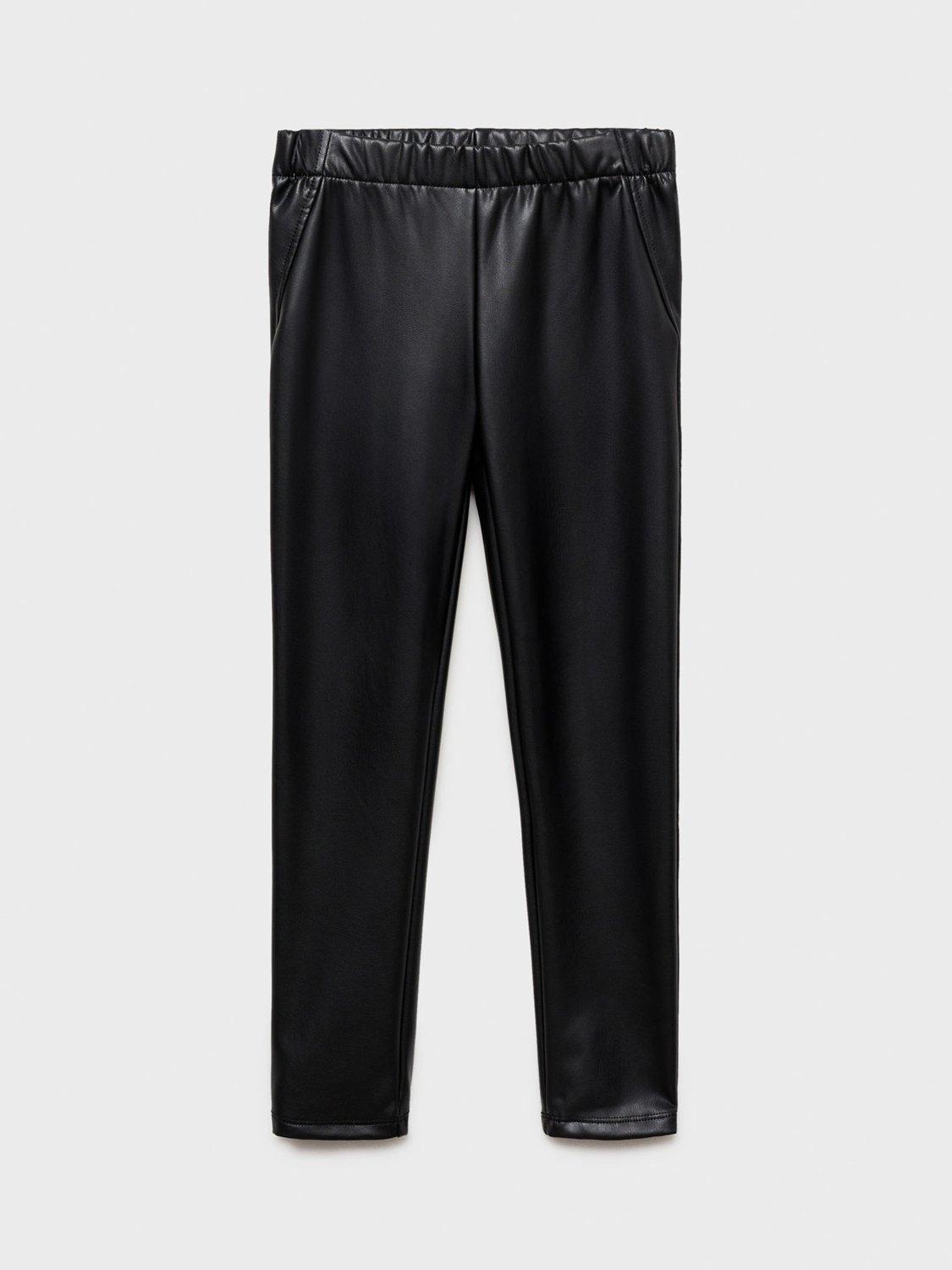 Mango Kids' Rock Faux Leather Leggings, Black