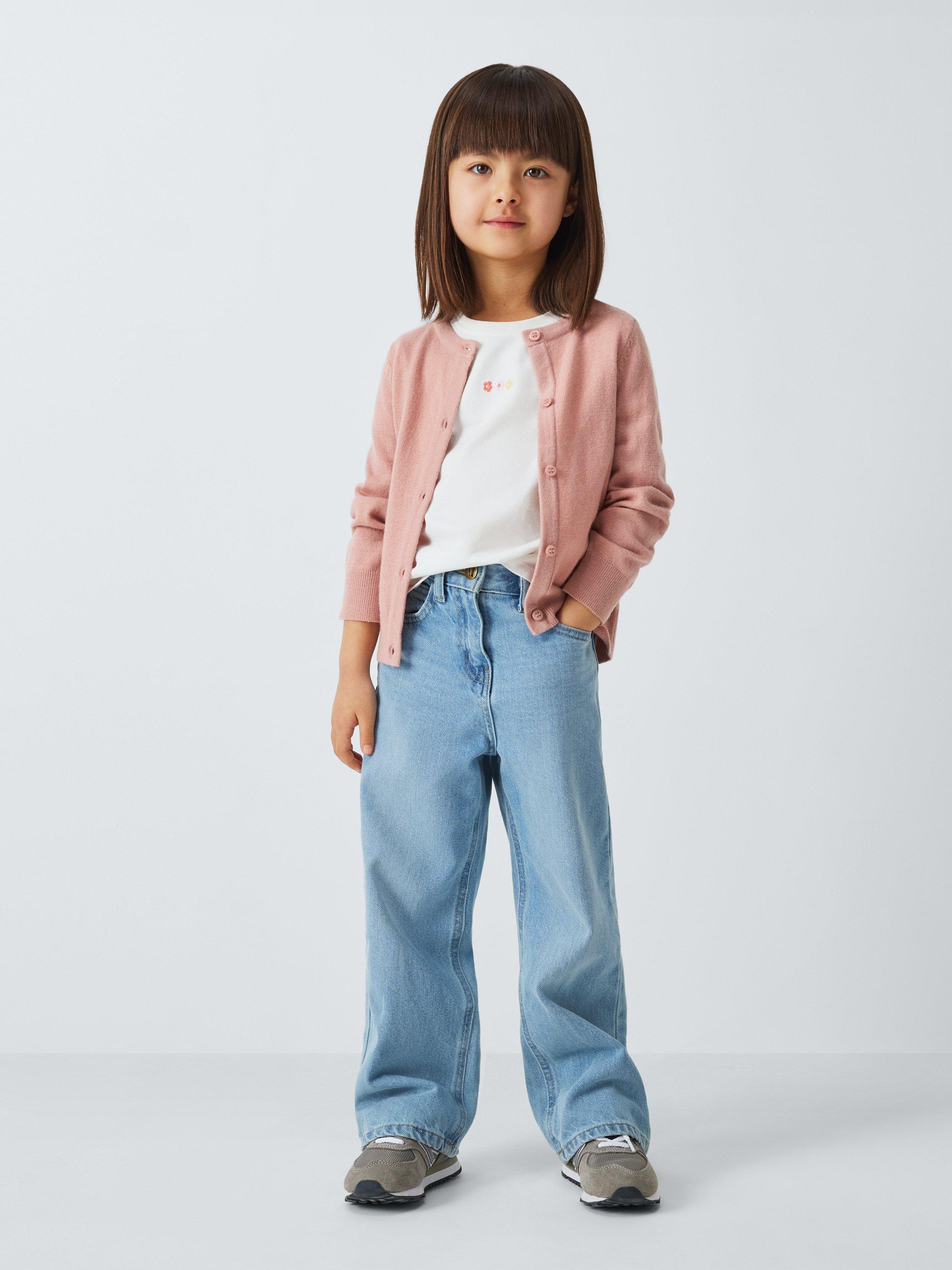 Product image 2 of 6, which shows John Lewis Kids' Round Neck Cardigan, Pink, 2 years