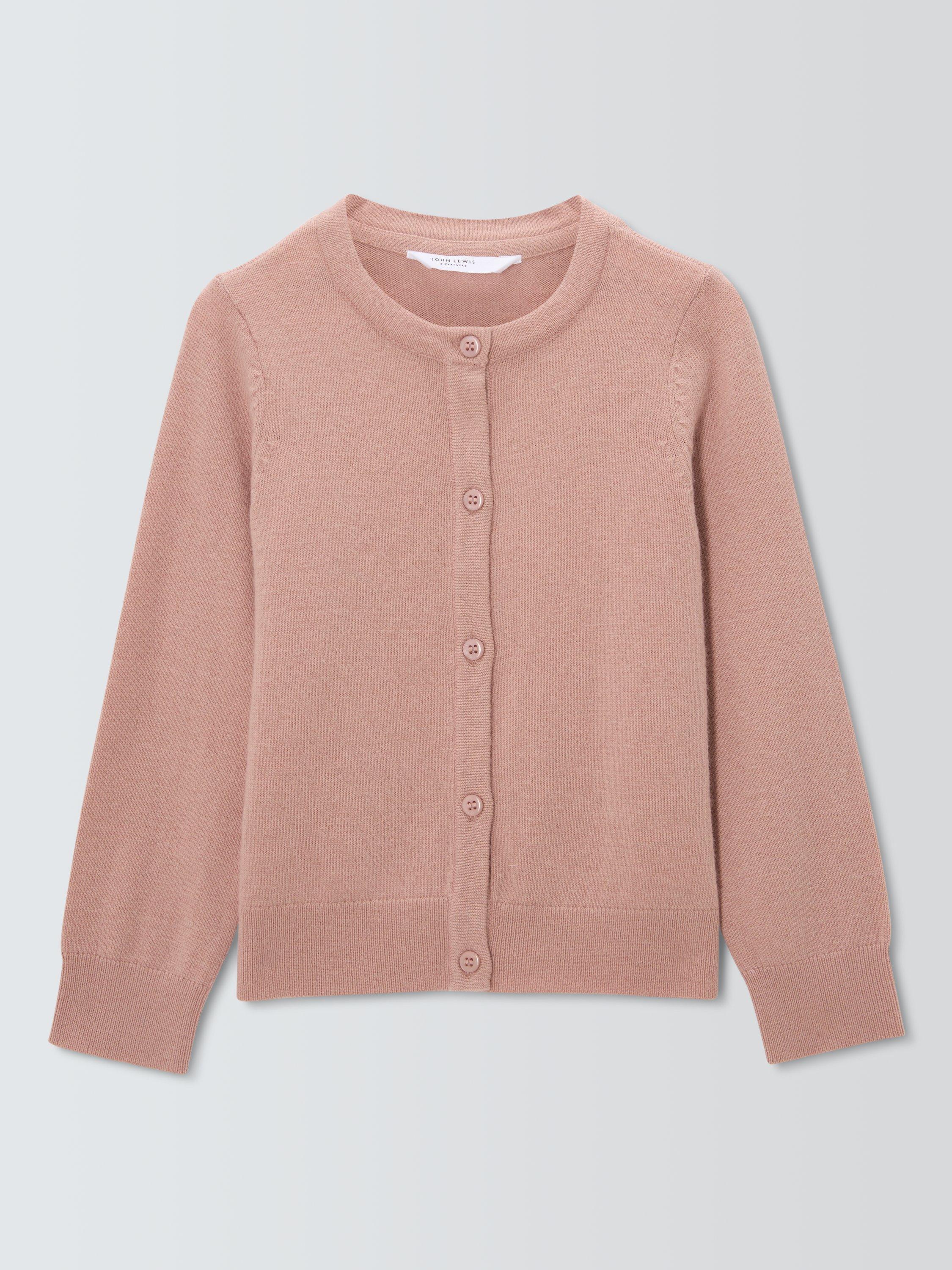 Product image 3 of 6, which shows John Lewis Kids' Round Neck Cardigan, Pink, 2 years