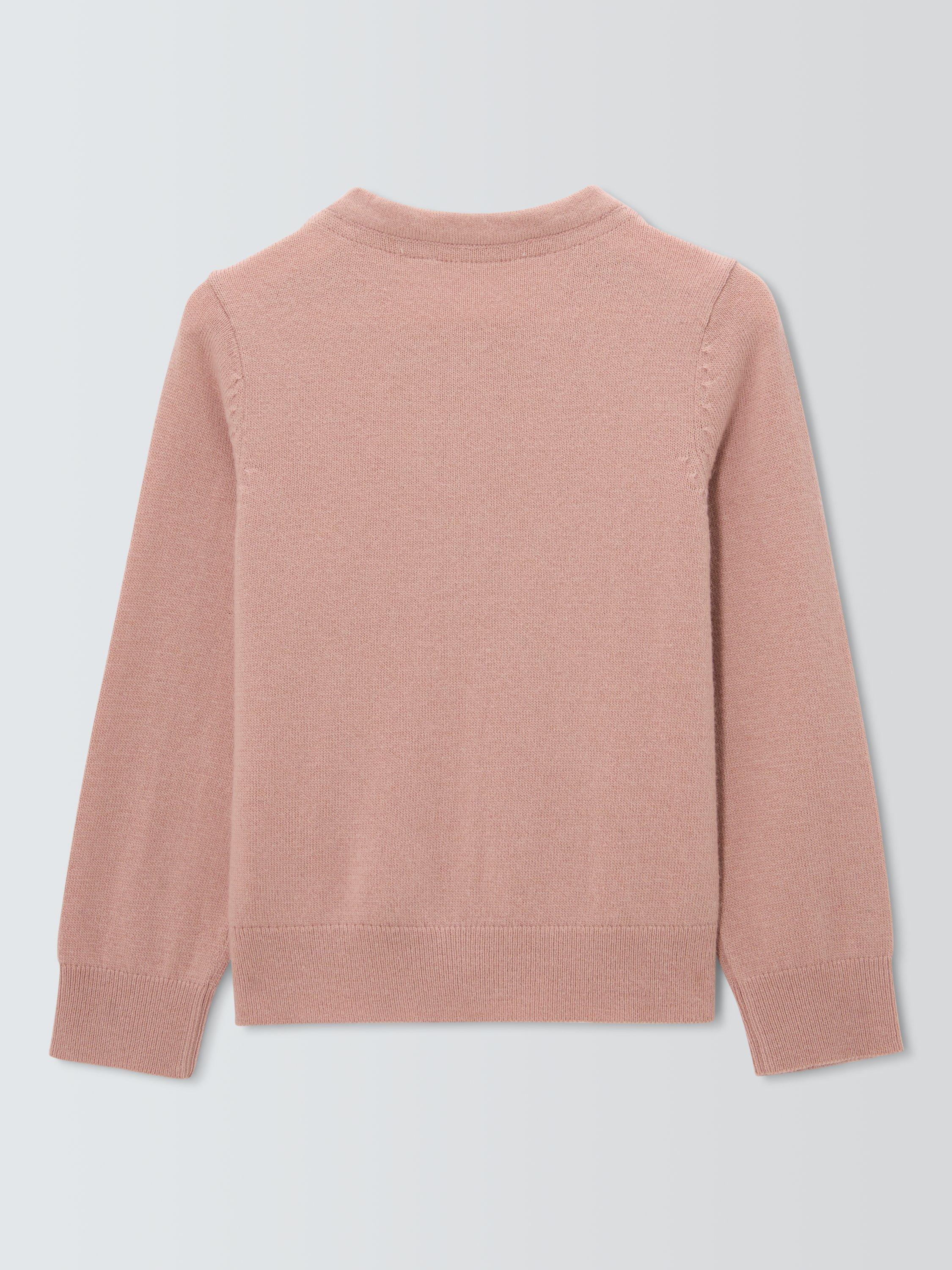 Product image 5 of 6, which shows John Lewis Kids' Round Neck Cardigan, Pink, 2 years