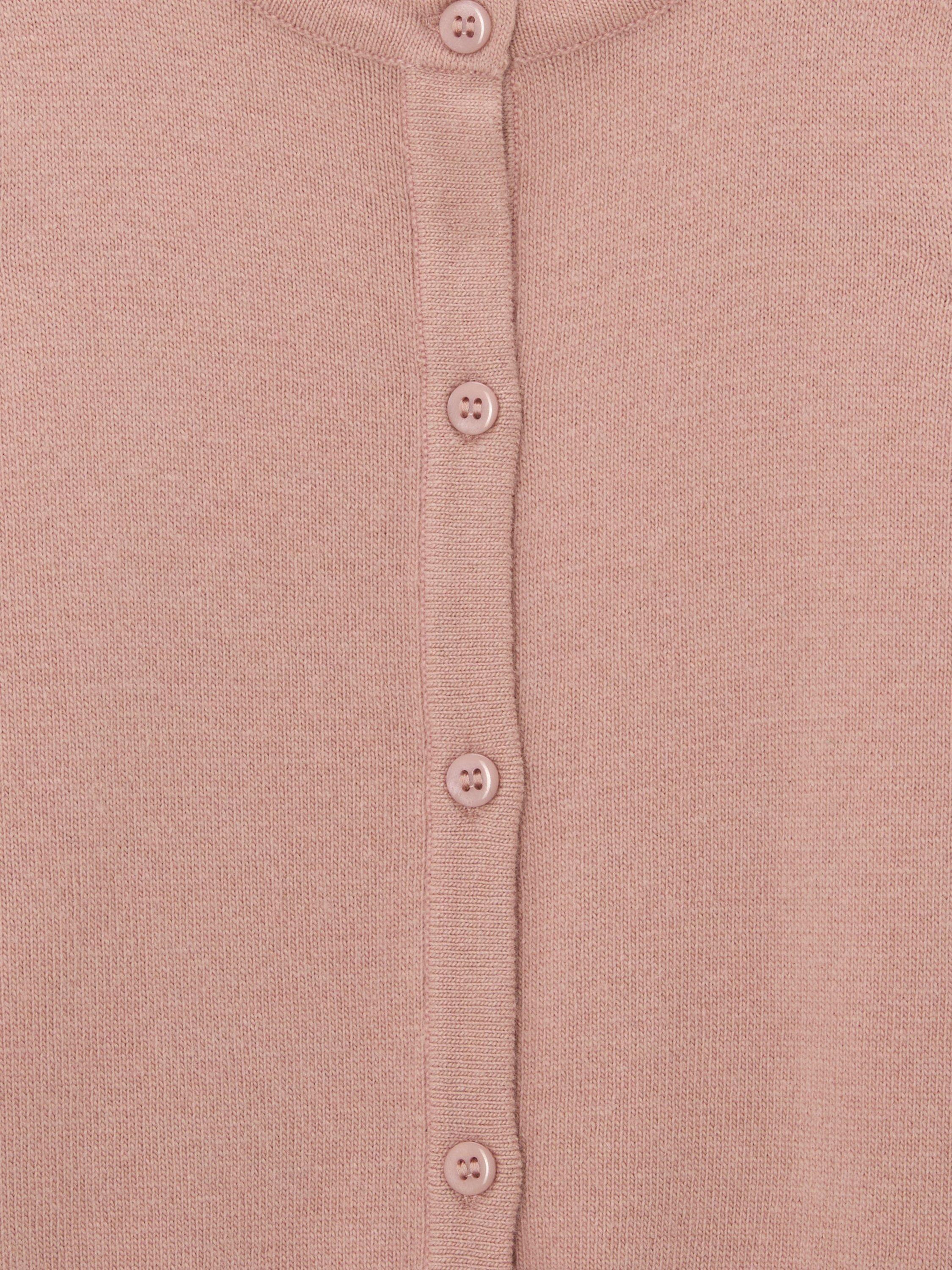 Product image 6 of 6, which shows John Lewis Kids' Round Neck Cardigan, Pink, 2 years