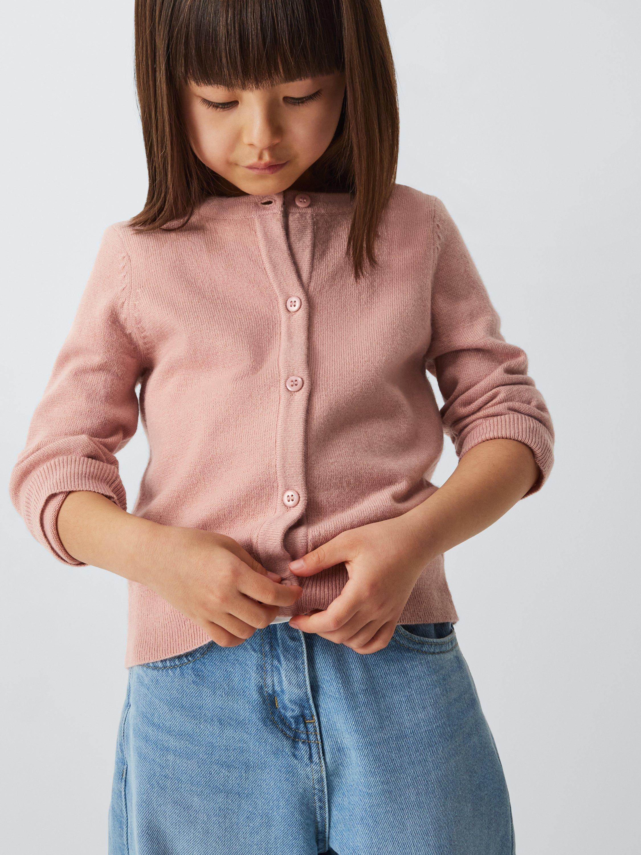 Product image 4 of 6, which shows John Lewis Kids' Round Neck Cardigan, Pink, 2 years