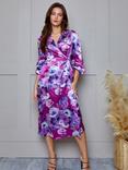 Chi Chi London Plus Size Floral Wrap Dress, Purple