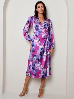 Chi Chi London Plus Size Floral Wrap Dress, Purple, Purple